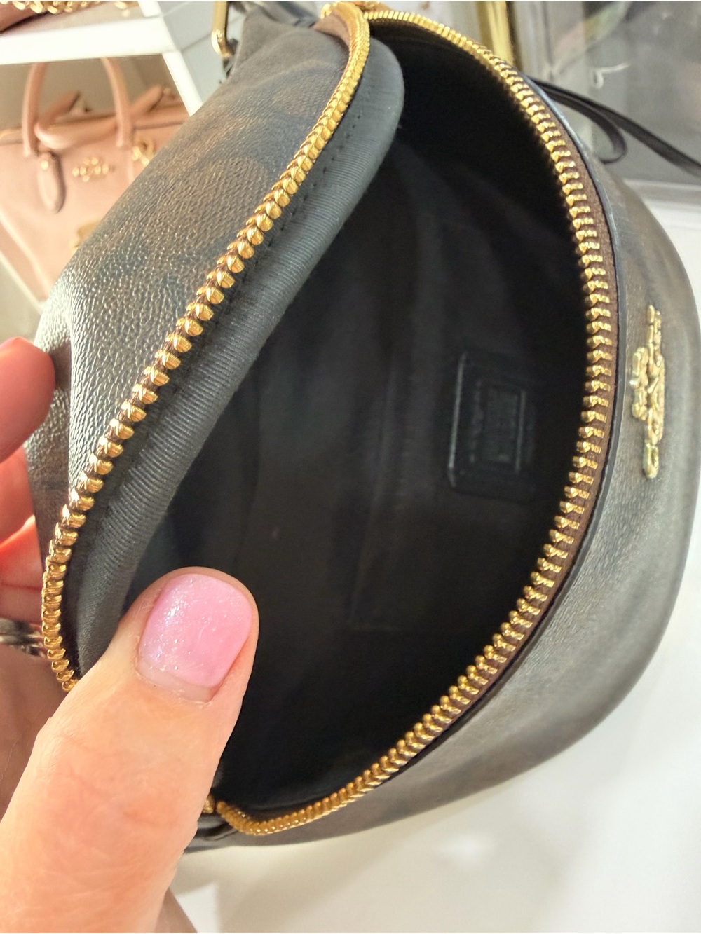 COACH Brown Signature Canvas Crossbody Belt Bag with Gold Hardware - Picture 7 of 7